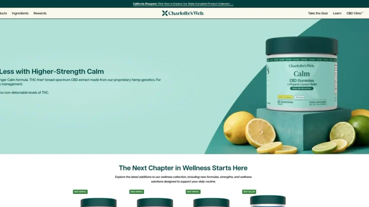 Current Charlotte’s Web homepage with navigation and campaign banner