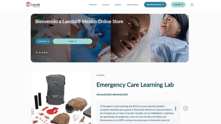 Current Laerdal México homepage with store menu and banner