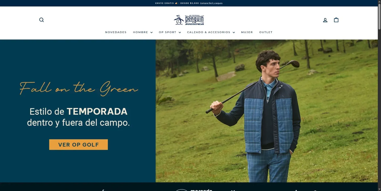 Portada actual de Original Penguin México con navegación y banner de campaña