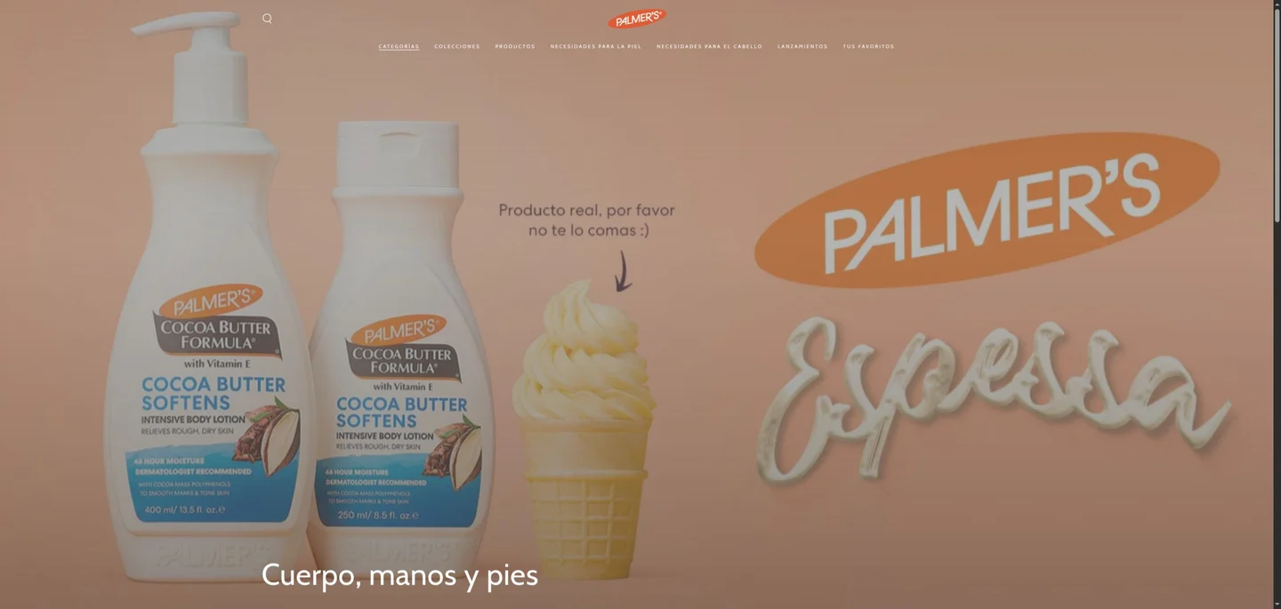 Colección actual de cuerpo, manos y pies de Palmer’s México